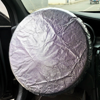 Car Steering Wheel Sun Shade Cover – Foldable Anti-UV Silver Coated Sunscreen Insulation Accessory