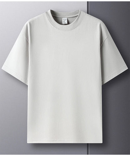 100% Pure Cotton Men’s Summer T-Shirt – High-End Short Sleeve Round Neck Breathable Fashion Top
