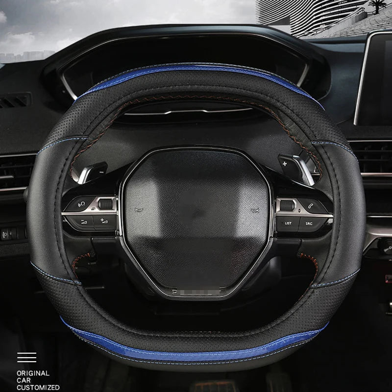 Peugeot 3008/4008/5008 Carbon Fiber & PU Leather Steering Wheel Cover — Auto Interior Accessory