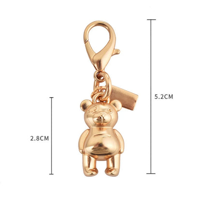 Fashion Bear Cherry Flower Keychain – Metal Y2K Letter C Bag Pendant & Car Key Ring Jewelry Gift for Women