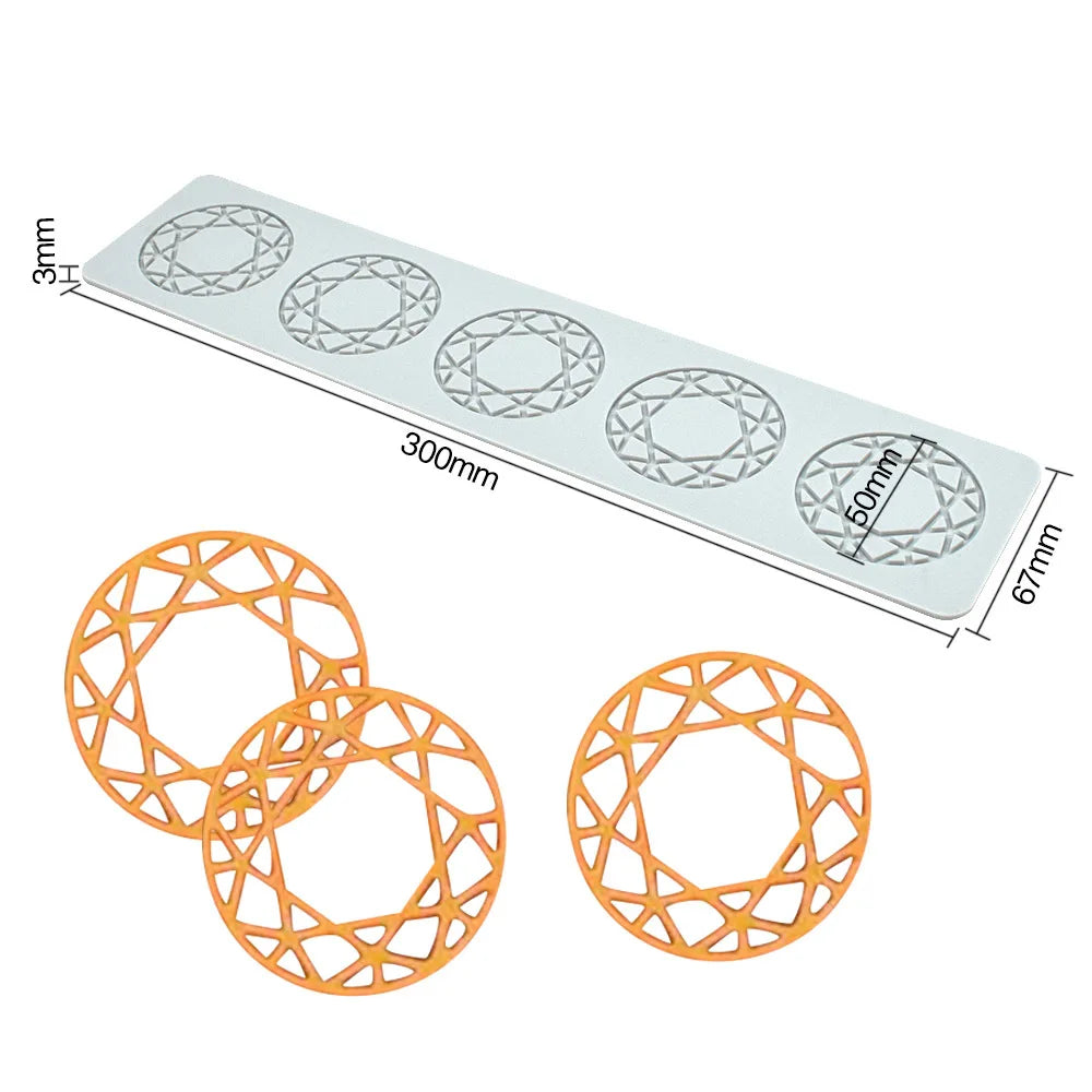 Various Leaves & Geometric Flower Silicone Cake Lace Mold — Cake Decorating Border Tool for Baking