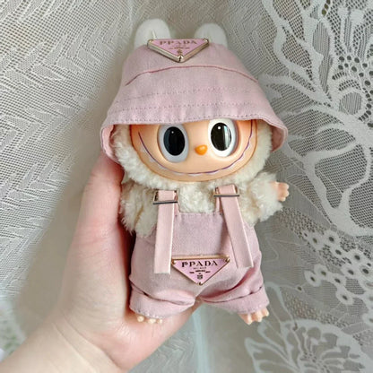 17cm Labubu II Mini Doll Clothes Set – Outfit, Hat, Bag & Shoes Accessories for Sitting Party Play