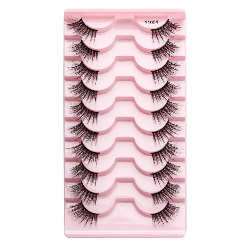 SHIDISHANGPIN 5/10 Pairs Cat Eye False Lashes – 3D Mink Half Lashes, Eyelash Extensions for Natural Makeup, Faux Cils Maquiagem
