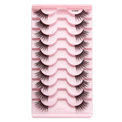SHIDISHANGPIN 5/10 Pairs Cat Eye False Lashes – 3D Mink Half Lashes, Eyelash Extensions for Natural Makeup, Faux Cils Maquiagem