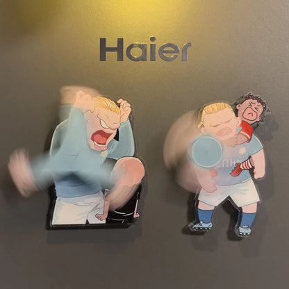 Haaland Spinning Fridge Magnet - Funny Football Cartoon Gift & Fan Collectible Decor