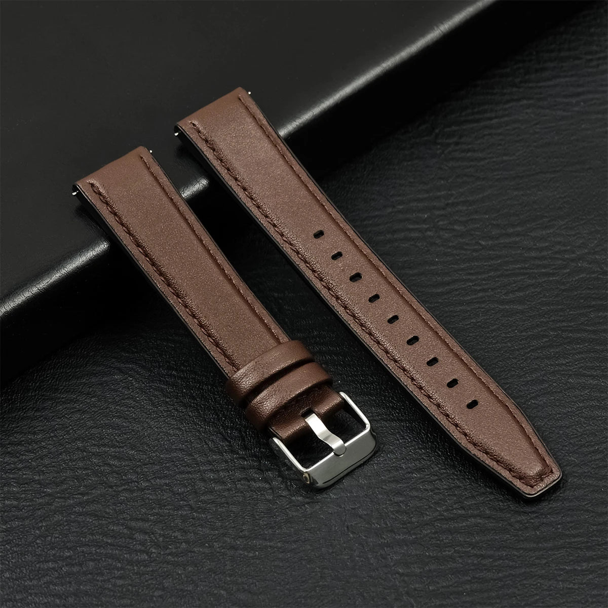 Leather Watch Strap 20mm/22mm - Vintage Replacement Band for Samsung Galaxy Watch 7/6/5/4 and Xiaomi Redmi Watch 3 Lite/Active
