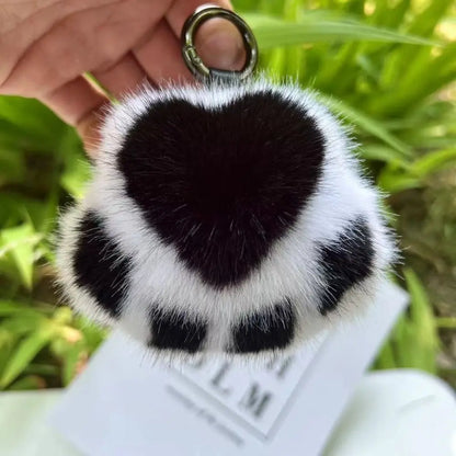 Fluffy Cat Paw Keychain - Cute Faux Fur Plush Pendant Charm for Backpacks, Bags & Car Keys