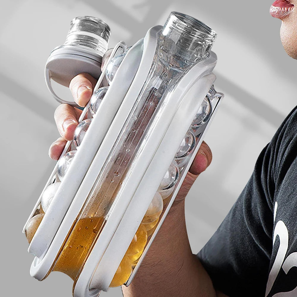2-in-1 Silicone Ice Ball Maker Kettle - Creative Portable Ice Cube Mold and Ice Hockey Lattice Tool for Kitchen and Bar