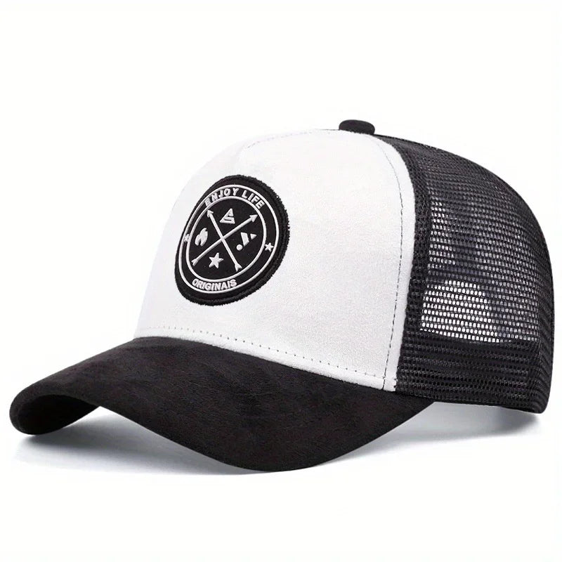 Summer Mesh Baseball Cap – ENJOY LIFE Letter Patch Snapback Hat for Men & Women, Breathable Unisex Hip Hop Trucker Cap