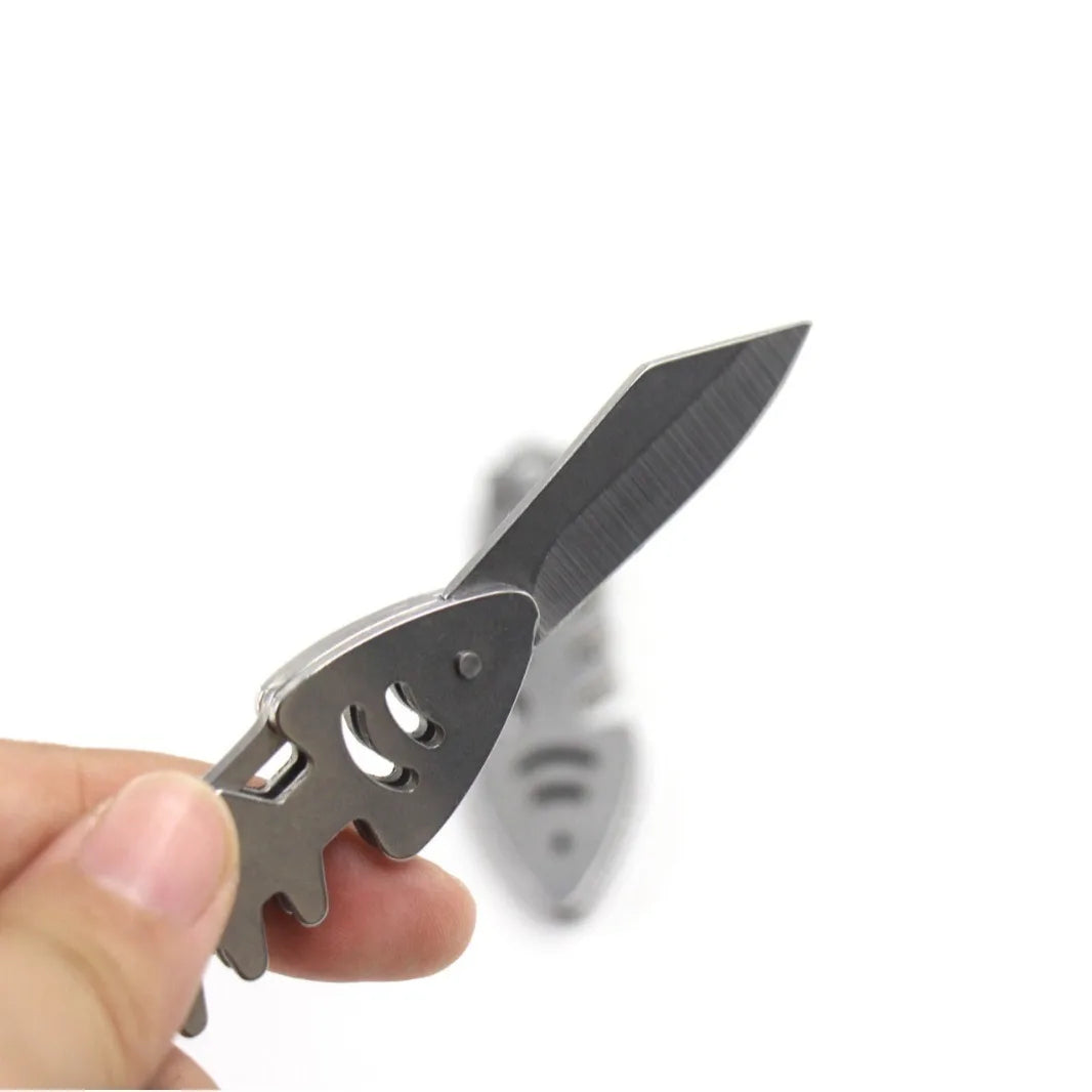 Fish Bone Knife Keychain - Foldable Stainless Steel Mini Box Cutter for Camping, Outdoor & Everyday Use