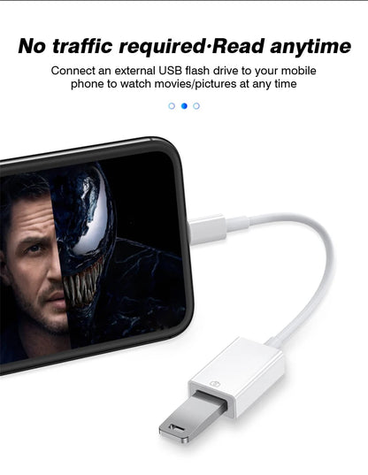 8-Pin to USB 3.0 OTG Adapter Cable – For iPhone 14/13/12/11/XR/XS/8/7 & iPad iOS 13+, Supports Mouse, Camera & Card Reader