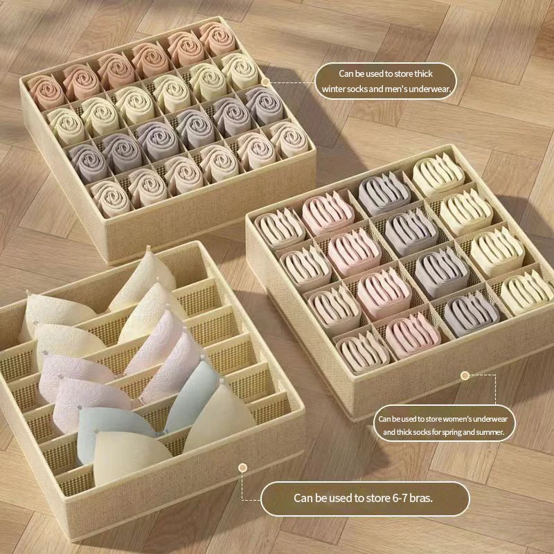Foldable Underwear Storage Box – Non-Woven Organizer for Panties, Bra, Socks, Clothes Separator for Bedroom Drawers & Wardrobe