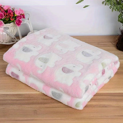 Cartoon Elephant Pet Blanket - Soft Cozy Flannel Throw for Dogs & Cats Puppy Kitten Christmas Gift
