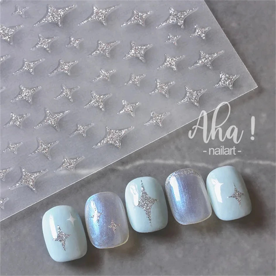 Vintage Rose Flower Nail Stickers – Red & Blue Laser Gold/Silver Nail Art Decals for Manicure Design DIY Beauty Tool