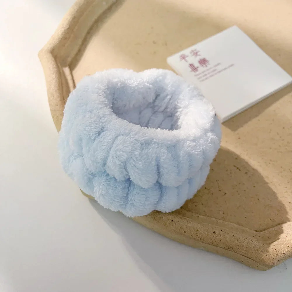 Microfiber Wrist Washband – Absorbent Wrist Sweatband Scrunchies for Women, Face Wash Towel Band, Headband Accessory