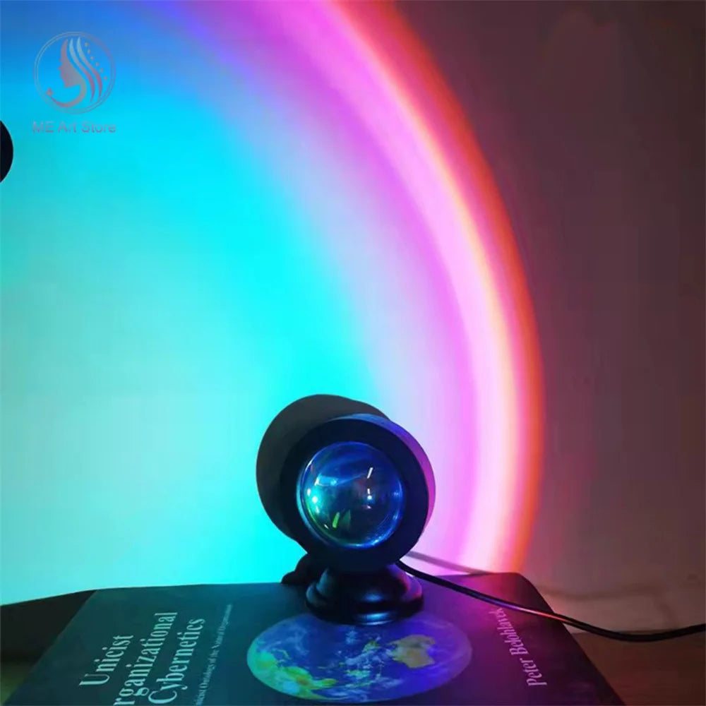 Vibrant Sunset Projection Light – 16-Color Spectrum, USB Remote Control, Dynamic LED Light for Warm Home Ambience