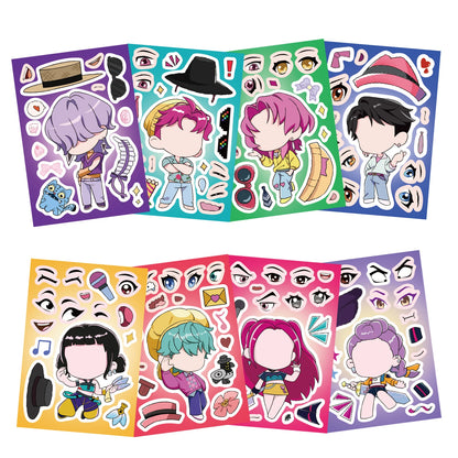 MINISO Kpop Demon Hunter Stickers — 8/32 Sheets Huntrix Scrapbook, Phone, Notebook Decoration & Party Favors Gift