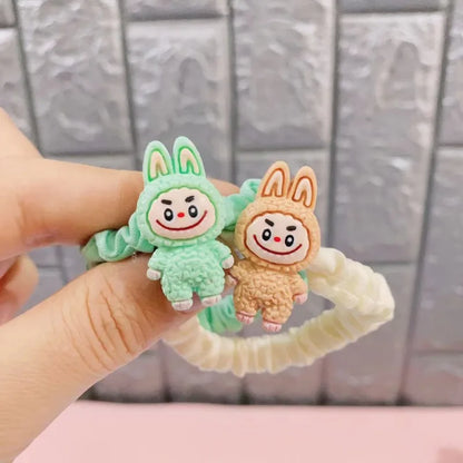 5PCS Labubu Hair Ties – Cute Cartoon Elastic Scrunchies for Women & Girls, Ponytail Holders Hair Accessories Gift Set