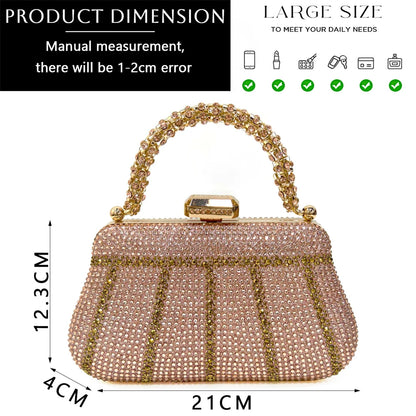 Venus Chan Women’s Champagne Shoe & Bag Set - Rhinestone Heels and Handbag for Nigerian Parties & Weddings