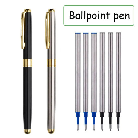 High-Quality Stainless Steel Ballpoint Pen – Business Signing Pen with Replaceable Refill for Office & School