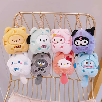 Sanrio Plush Doll Keychain Set – Melody, Cinnamoroll & Pochacco Cute Bag Pendant Gifts for Kids