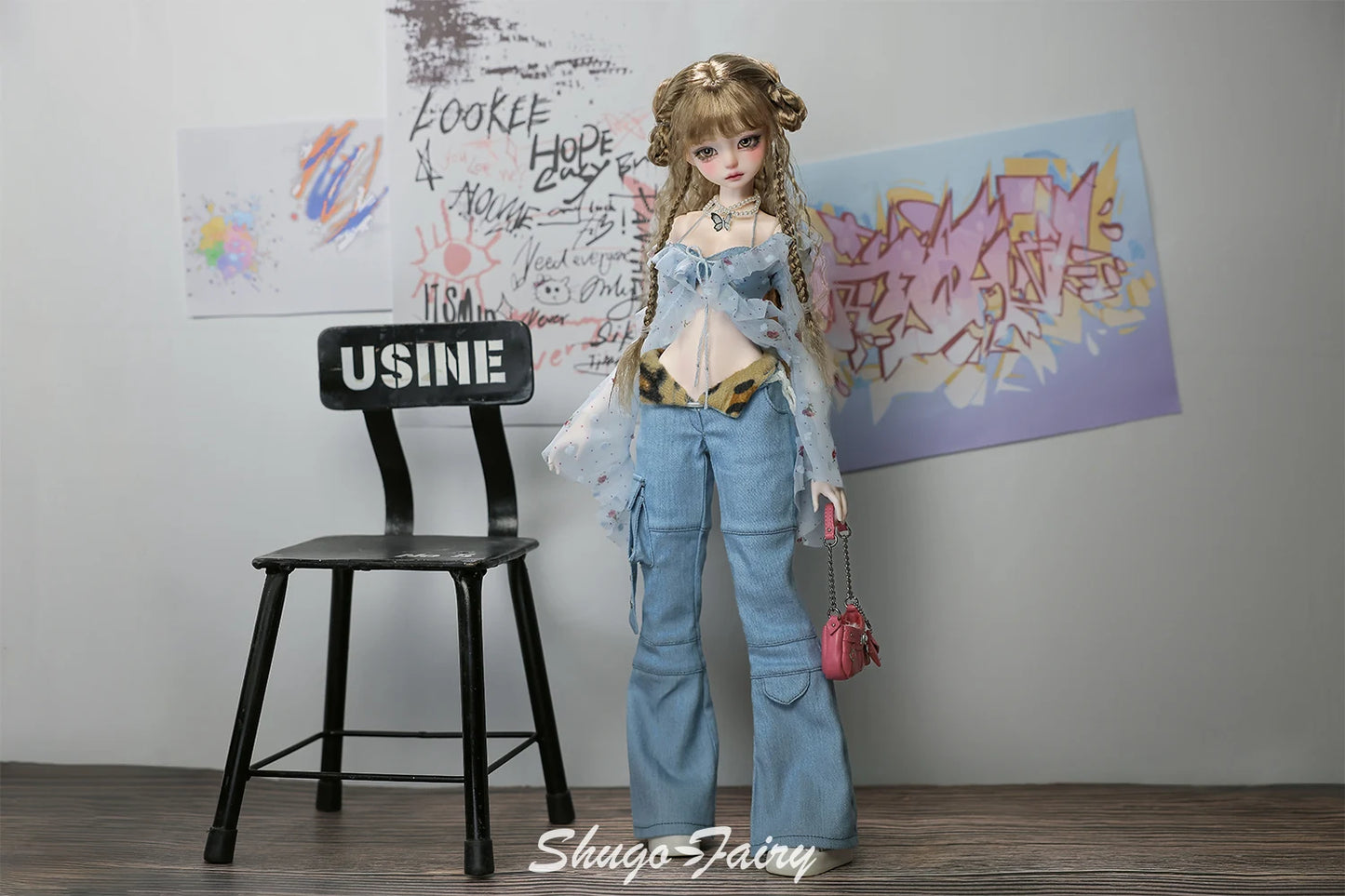 Shugafairy Kikyou D 1/4 BJD Doll – Fullset Street Girl with Big Chest, Summer Carnival Y2K Style Ball-Jointed Fashion Doll Toy