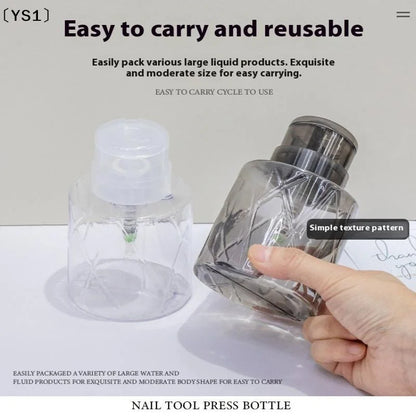 Refillable Lockable Pump Dispenser Bottle - Empty Press Container for Nail Cleaner, Makeup Remover & Personal Care