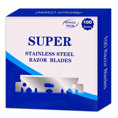 100pcs Stainless Steel Safety Razor Blades — Replacement Shaving Blades for Men’s Razors & Barber Tools