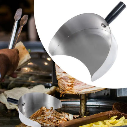 Large Capacity Meat Catcher Pan - Handheld Shawarma, Doner Kebab & Rotisserie Grill Shovel