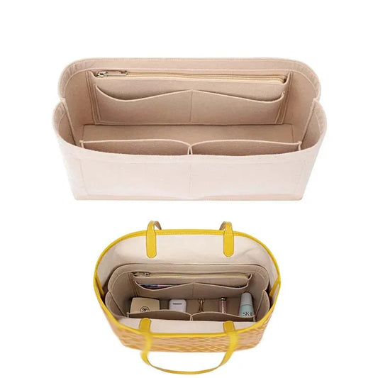 Felt Insert Bag Cosmetic Organizer for Goyard Tote: Makeup Bags with Zipper, Inner Pouch for Luxury Handbags - Women's Accessory