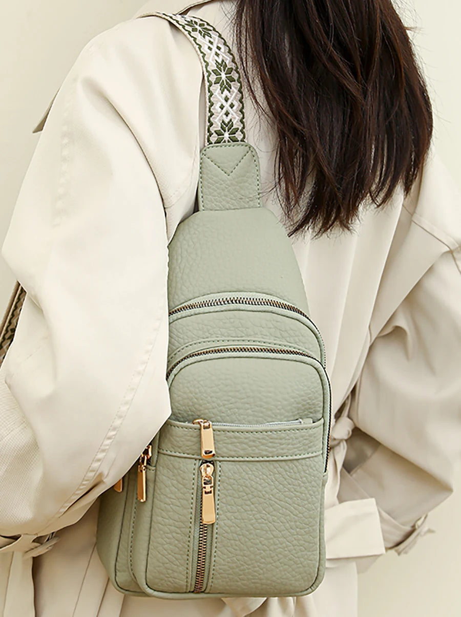 2024 New Women's PU Leather Chest Bag – Fashion Crossbody Shoulder Bag, High-Quality Casual Sac à Main