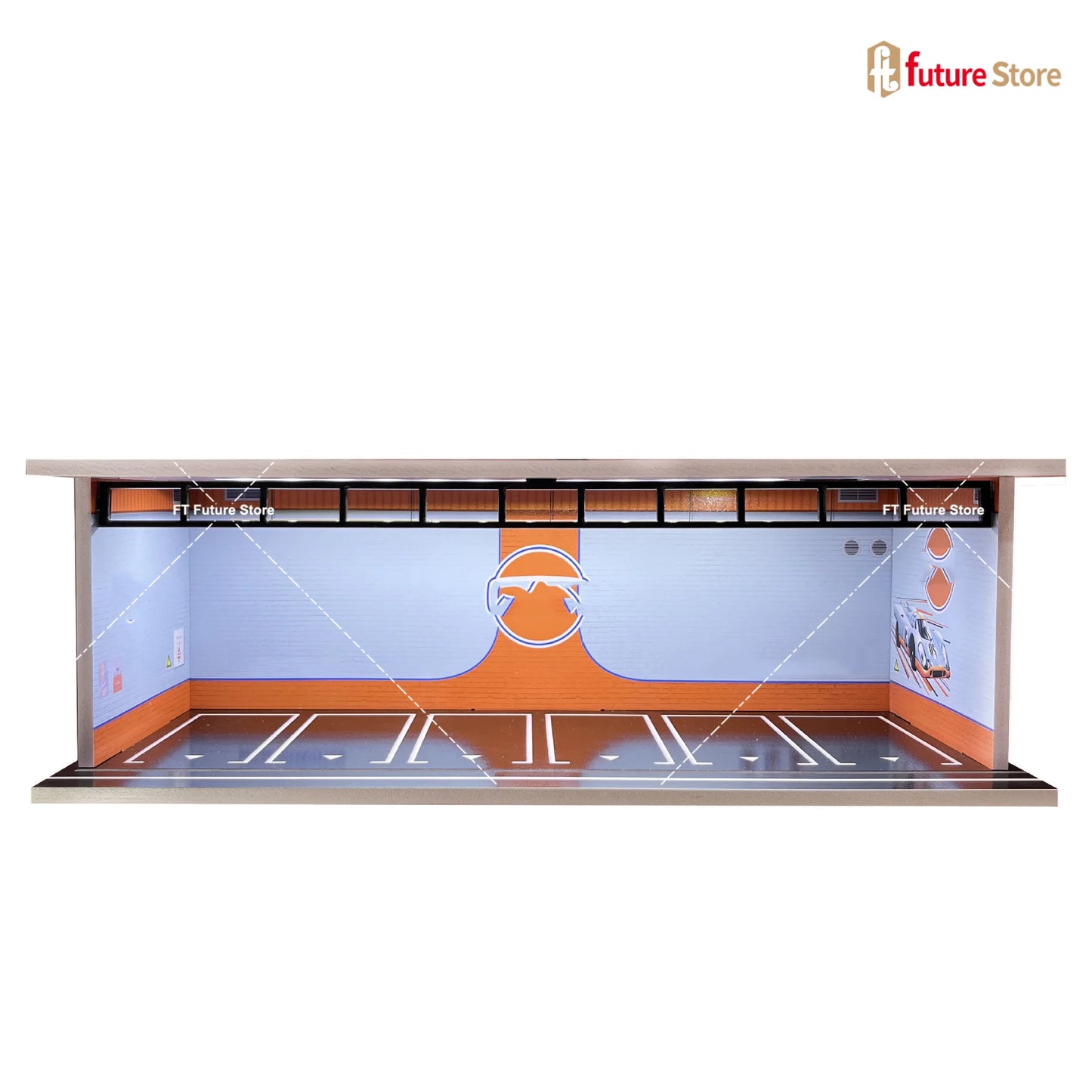 1:64 Scale Garage Scene Model with Lights – Assembled Parking Lot Diorama for Miniature Car Display
