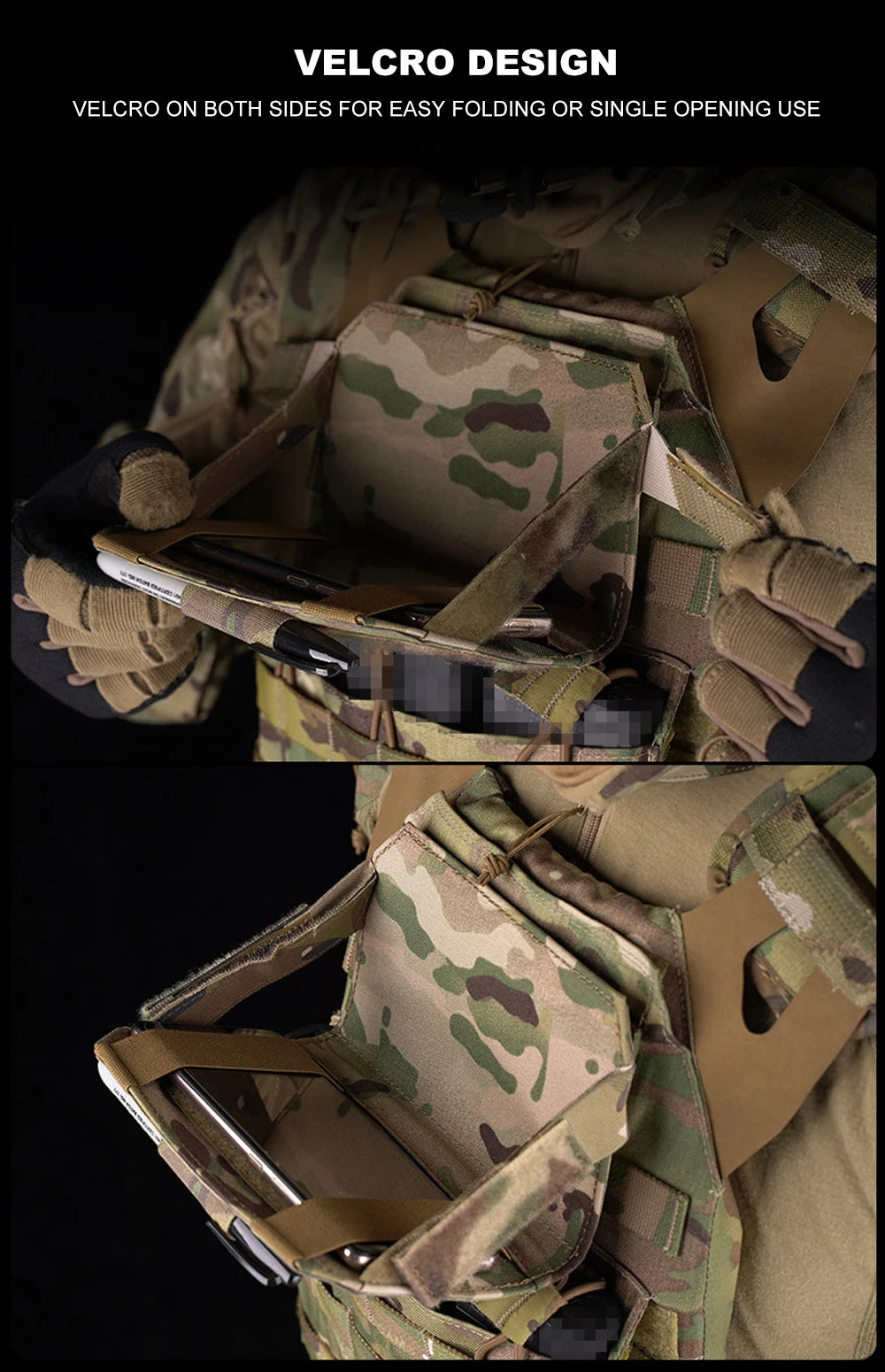Tactical Admin Phone Pouch MOLLE – Military Hunting Vest Front Panel Map Holder & Utility Carrier Bag for Outdoor Navigation