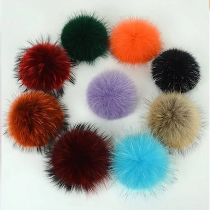 15cm Real Raccoon Fur Pompon Keychain – Cute Pendant for Bags, Hats, Clothes, and Accessories