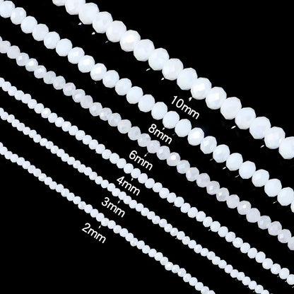 Flat Faceted Crystal Glass Beads Strand – 3–10mm Spacer Beads for DIY Jewelry & Necklace Making