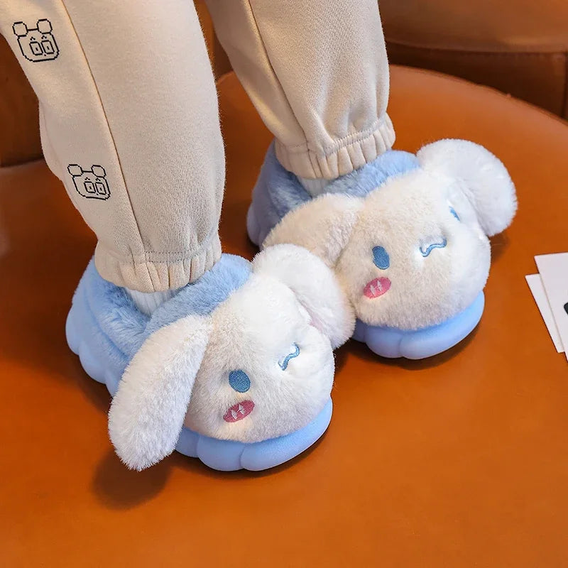 Anime Pikachu Plush Slippers for Kids – Soft, Non-Slip Warm Indoor Shoes for Autumn/Winter & Christmas Gifts