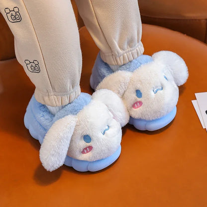 Anime Pikachu Plush Slippers for Kids – Soft, Non-Slip Warm Indoor Shoes for Autumn/Winter & Christmas Gifts