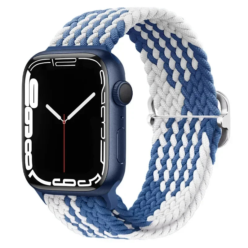 Braided Nylon Apple Watch Band – Adjustable Sport Strap Compatible with Ultra 2, Series 10/9/8/7/6/SE (40–49mm) Wrist Bracelet