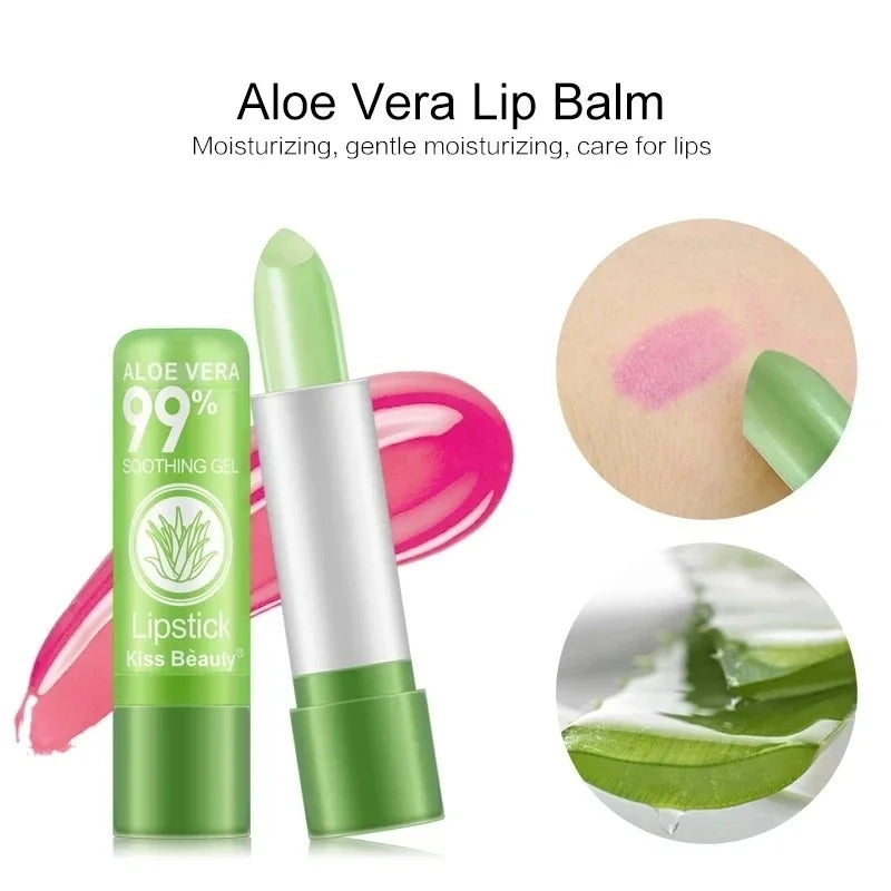 12pc Set Color Changing Aloe Vera Lip Balm – Moisturizing, Long-Lasting Tinted Lipsticks