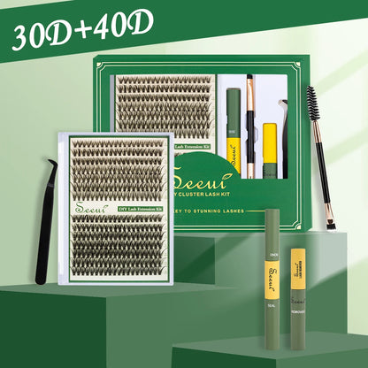 DIY Segmented False Eyelash Set – Large Capacity Cluster Lash Book with Glue, Remover, Tweezers, Brush & Festival Gift