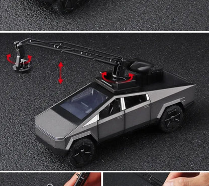 1:32 Cybertruck Diecast Toy Truck for Boys – Silver Pickup with Sound & Light, Metal Model Car for Kids Age 3+