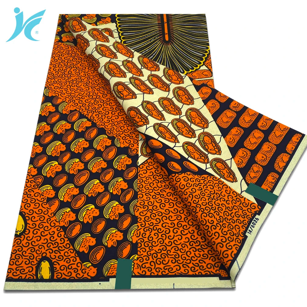 Classic African Wax Fabric - 100% Cotton Soft Ankara Pagne for Women's Dresses