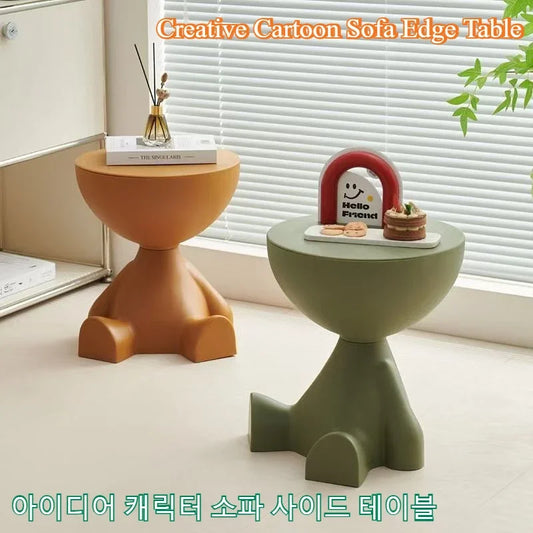 Light Luxury Cartoon Sofa Side Table – Creative Plastic Coffee Table, Small Household Flat-Head Coffee & Living Room Furniture Side Table
