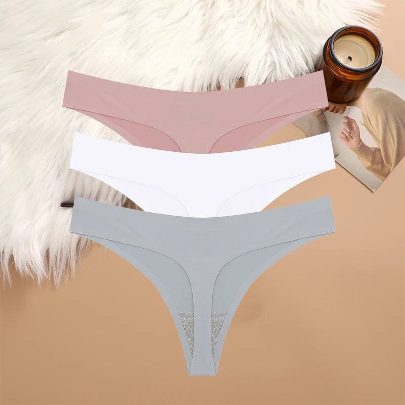 3PCS Sexy G-String Underwear Set – Breathable Seamless Low Waist T-Back Bikini Panties for Women, S-XL Sizes