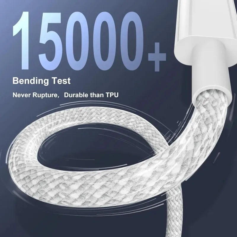 20-Pack 100W PD USB-C to USB-C Fast Charging Cables - Type-C Quick Charge Cords for iPhone 17 Pro Max, 16, 15, 14, 13, 12, 11, X and XS