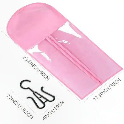 Premium Wig Storage Bags - Transparent Hanging Organizer with Metal Hangers for Wigs & Hair Extensions