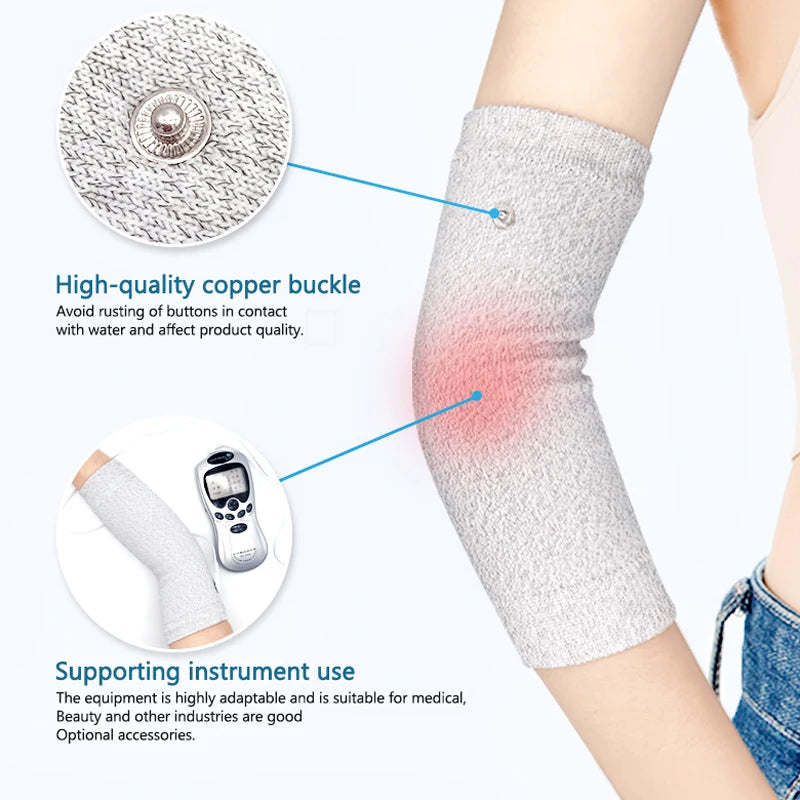 Conductive Silver Fiber Electrode Gloves & Socks – Muscle Stimulator TENS Bracer for Hand & Foot Massage