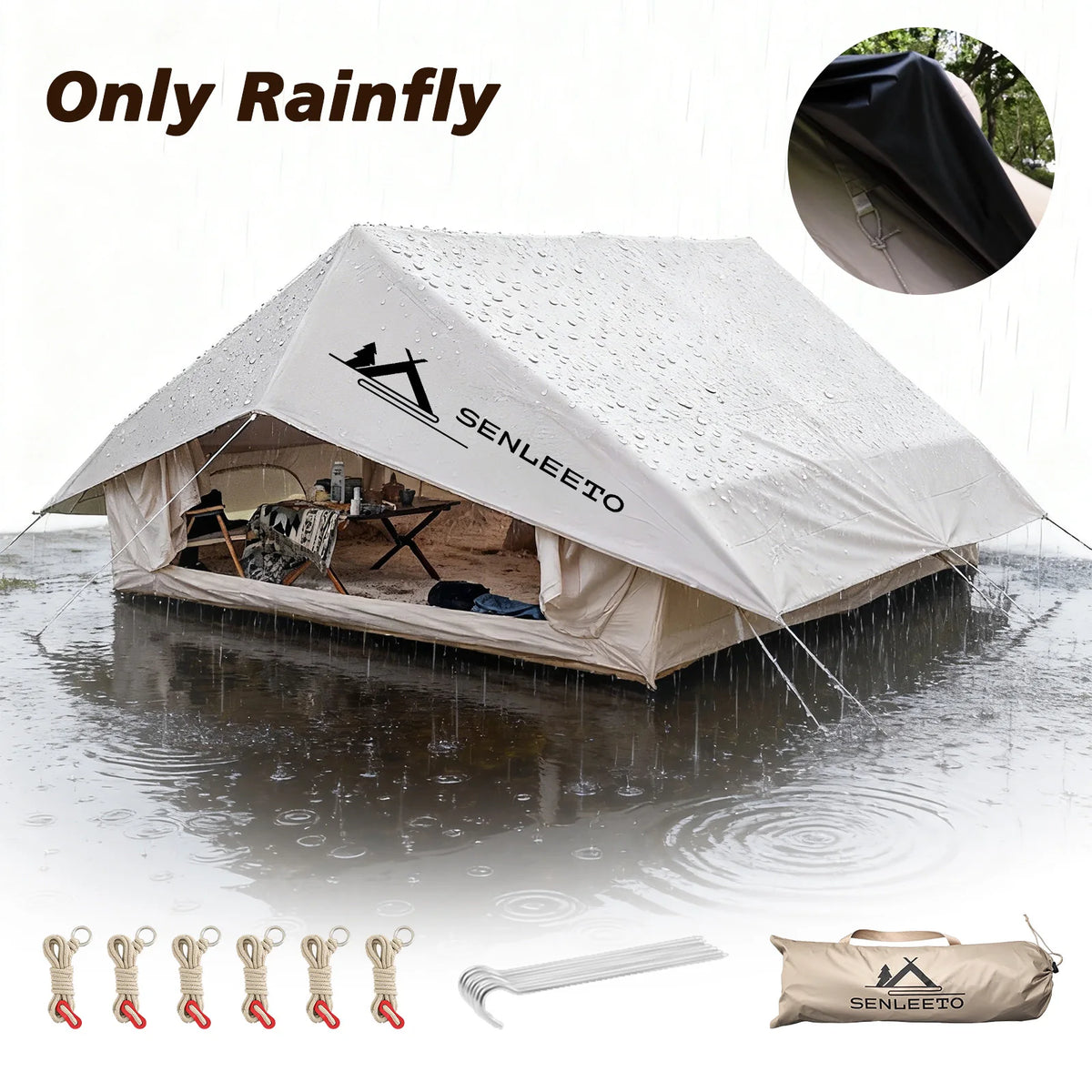 10 x 13 ft Waterproof Rainfly - Ultralight Camping Tent Shelter Awning & Sunshade for 6–8 People