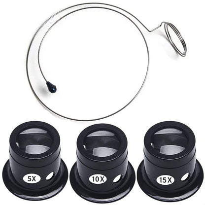 4Pcs Watch Magnifier Set - Eye Loupe and Loop Magnifying Glass Tools for Jewelry and Watchmaking