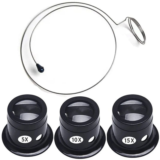 4Pcs Watch Magnifier Set - Eye Loupe and Loop Magnifying Glass Tools for Jewelry and Watchmaking